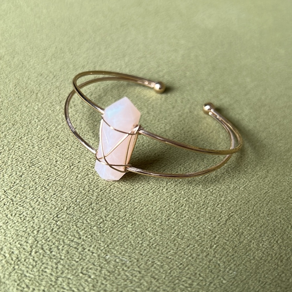 Gold and Rose Quartz Bangle Bracelet